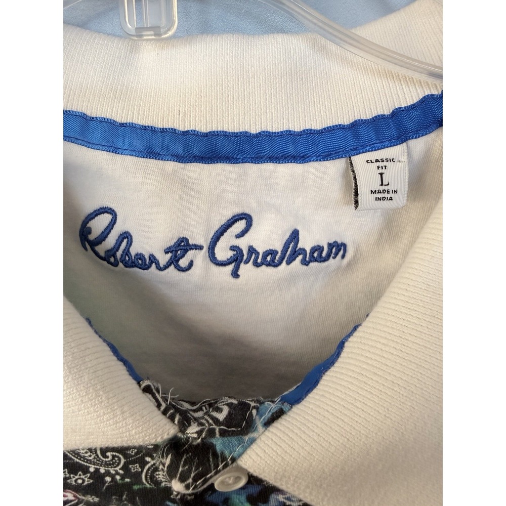 Robert Graham Polo Shirt Rip Tide Abstract Moisture Wicking Golf Mens L - Picture 4 of 4